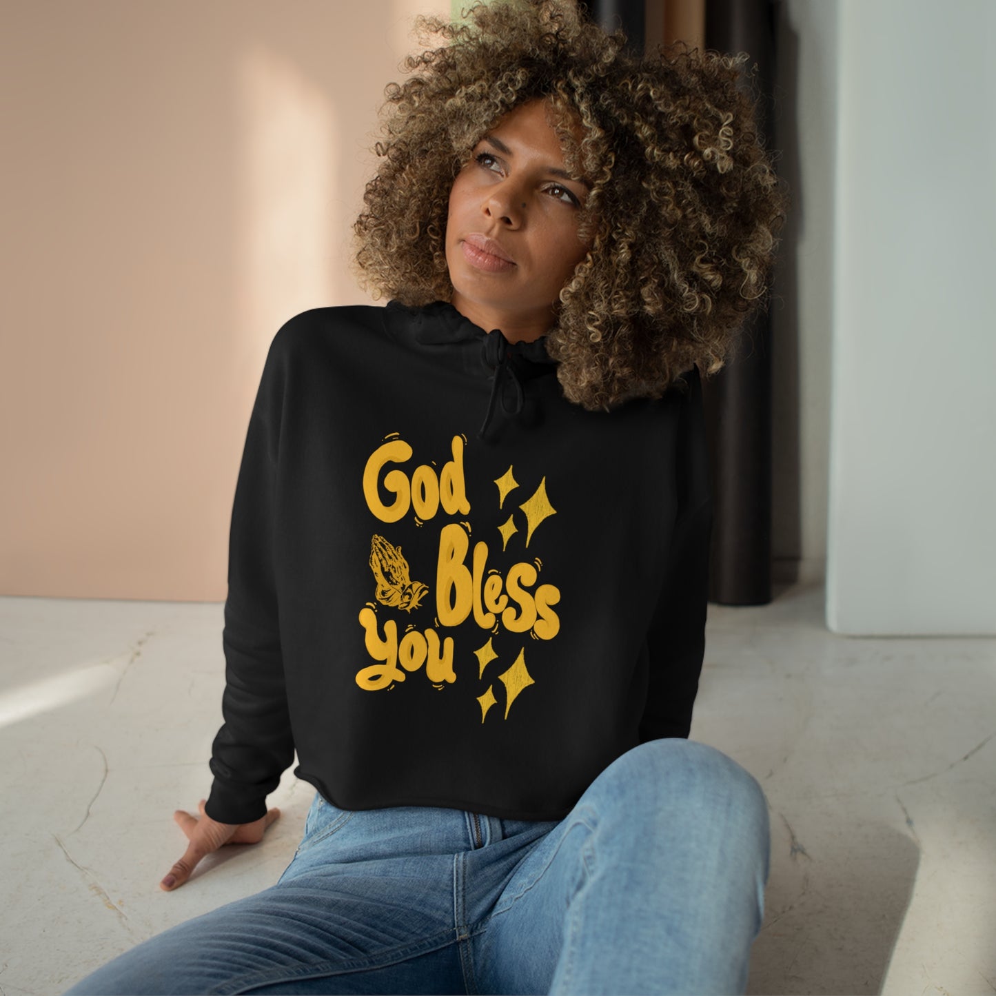 God Bless You Crop Hoodie
