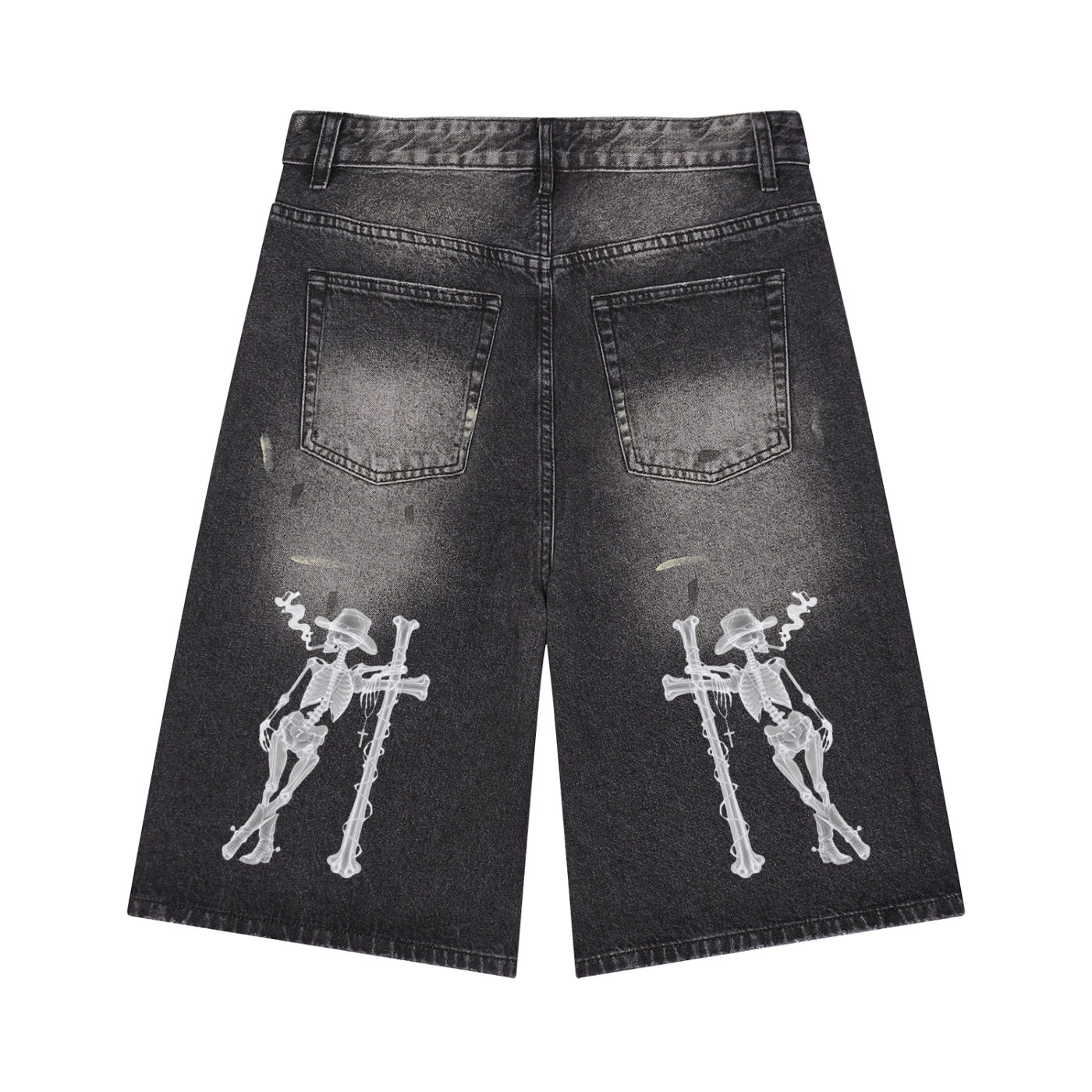 Skeleton Cowboy Denim Shorts