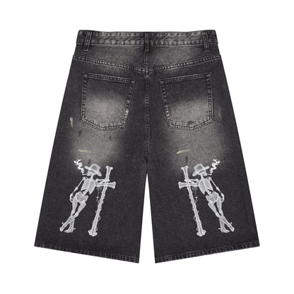 Skeleton Cowboy Denim Shorts