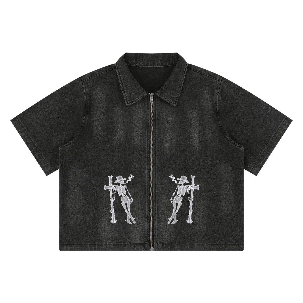 Skeleton Vintage Washed Denim Shirt
