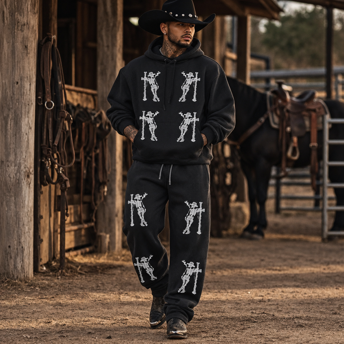 Skeleton Washed Fleece Hoodie