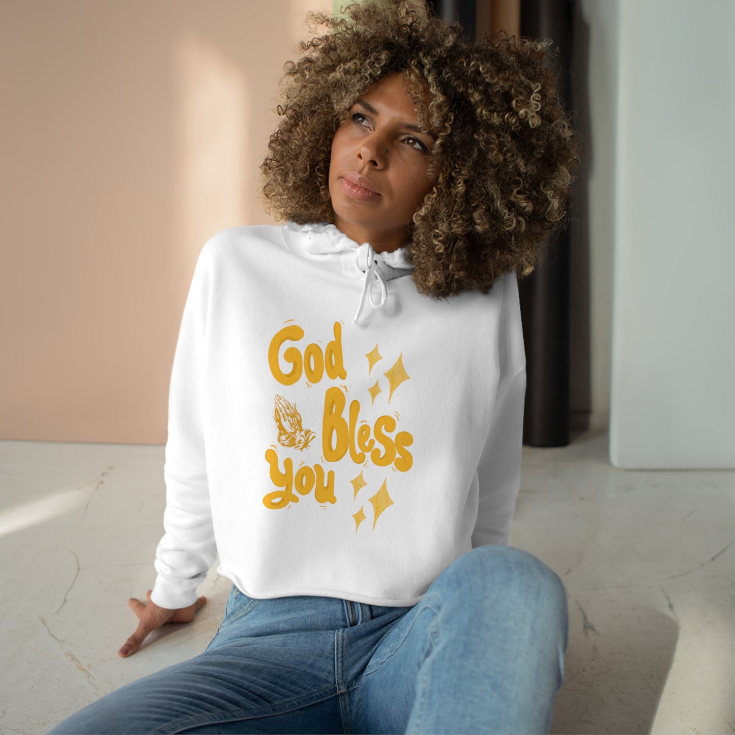 God Bless You Crop Hoodie