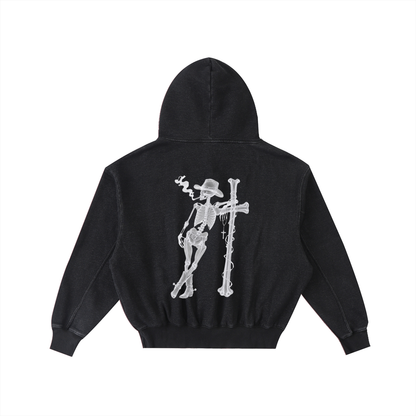 Skeleton Washed Fleece Hoodie