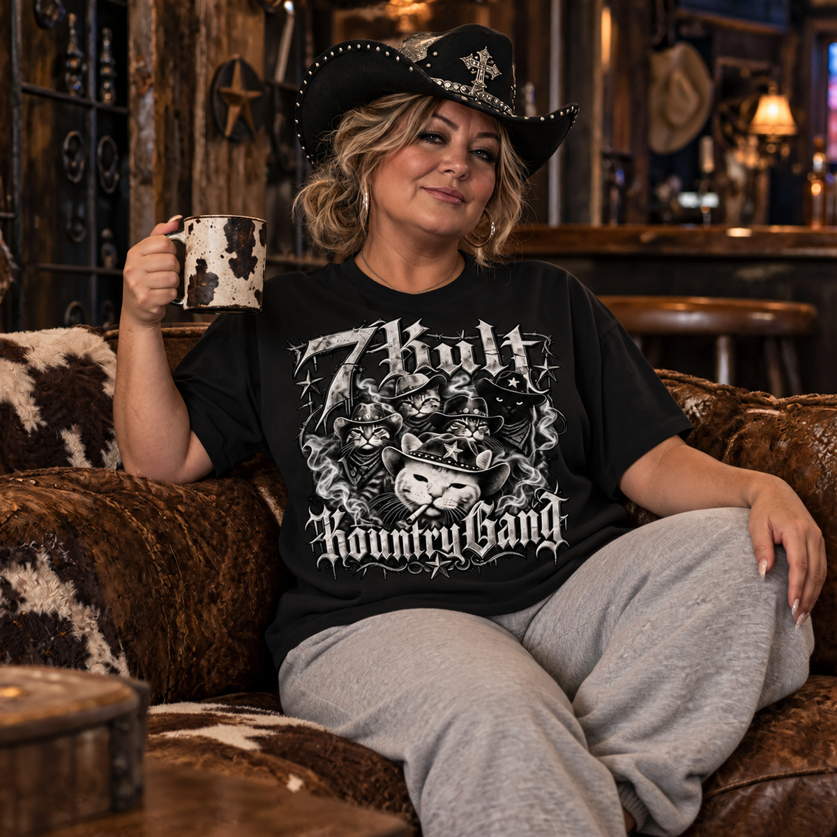 Cowboy Cat Essential Cotton T-Shirt