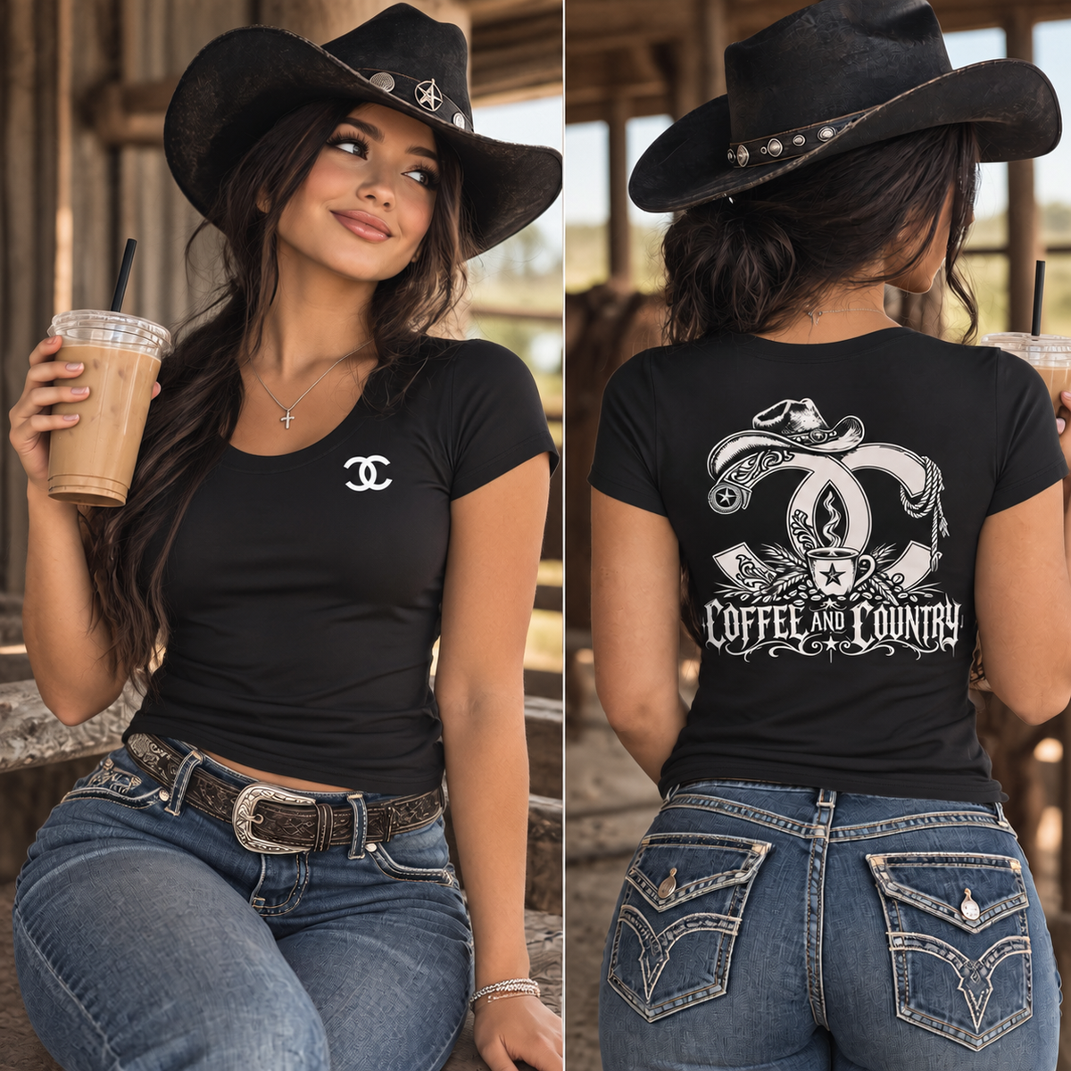 Coffee and Country Crop T-Shirt