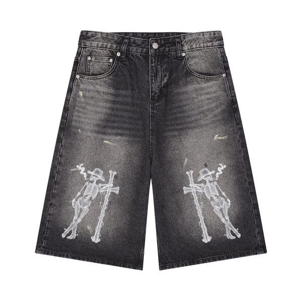 Skeleton Cowboy Denim Shorts