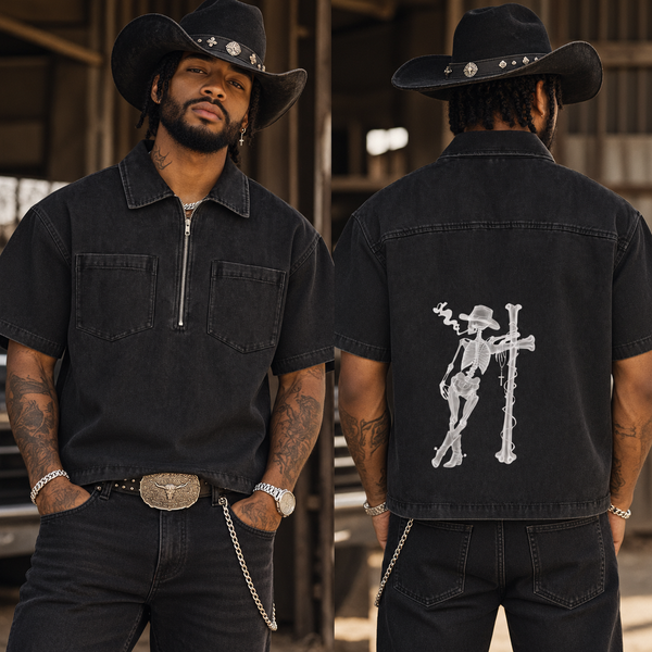 Skeleton Cowboy Denim Shirt