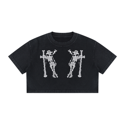 Skeleton Womens Crop T-Shirt